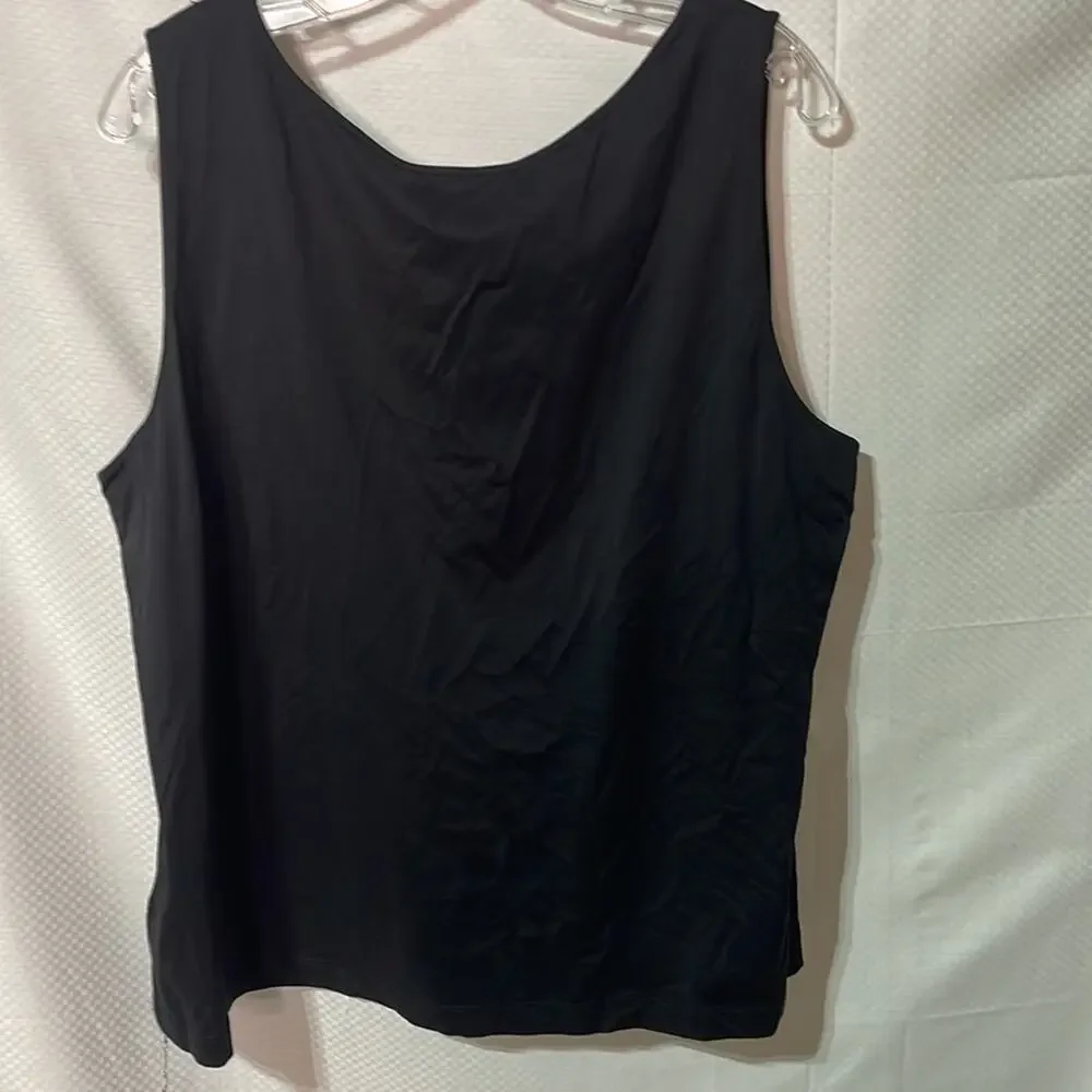 Linda Allard Ellen tracy 2x black scoop neck silk tank nwt perfect for layering
